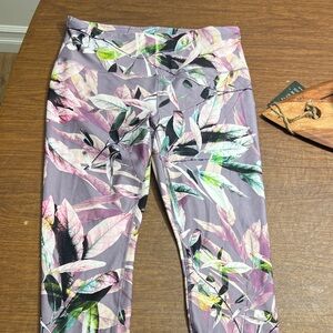 RBX women’s Leggings with Leaf Print - Purple and Pink
